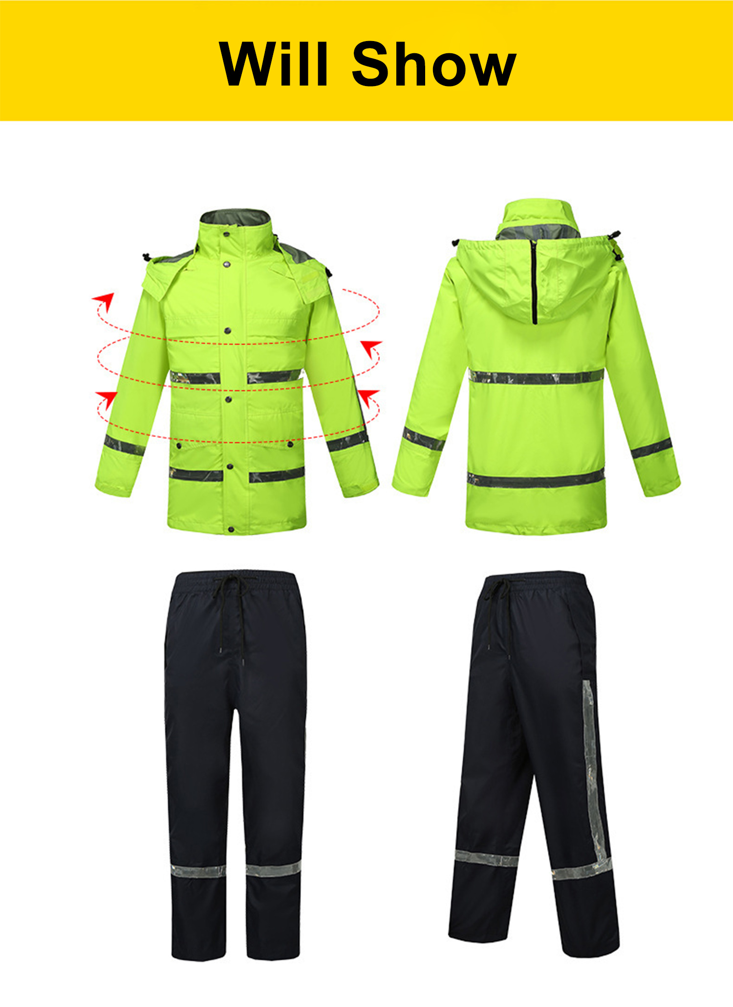 Reflective Raincoat Highlighted Safety Model ZX-999